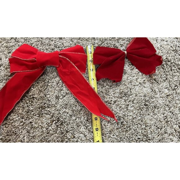Lot of 22 Red Christmas Bows With Gold Trim & Plain Red Home Decor Holidays - Picture 5 of 5